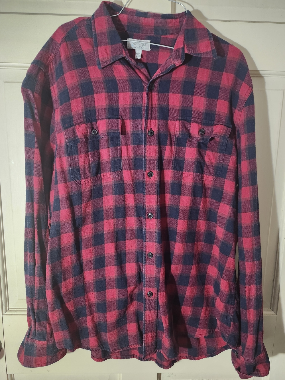 Ocean Coast Men’s Red & Navy Check Button-Down Shirt